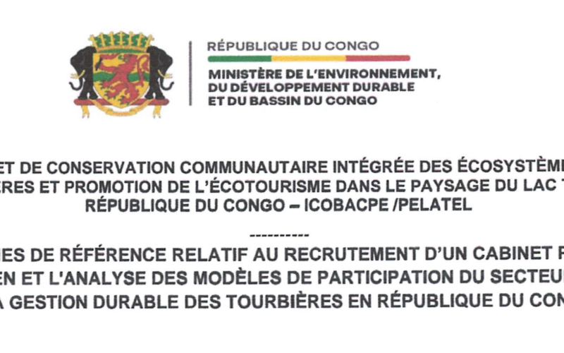 Recrutement d&rsquo;un cabinet pour l&rsquo;examen et l&rsquo;analyse des modèles de participation du secteur privé à la gestion durable des tourbières en république du Congo