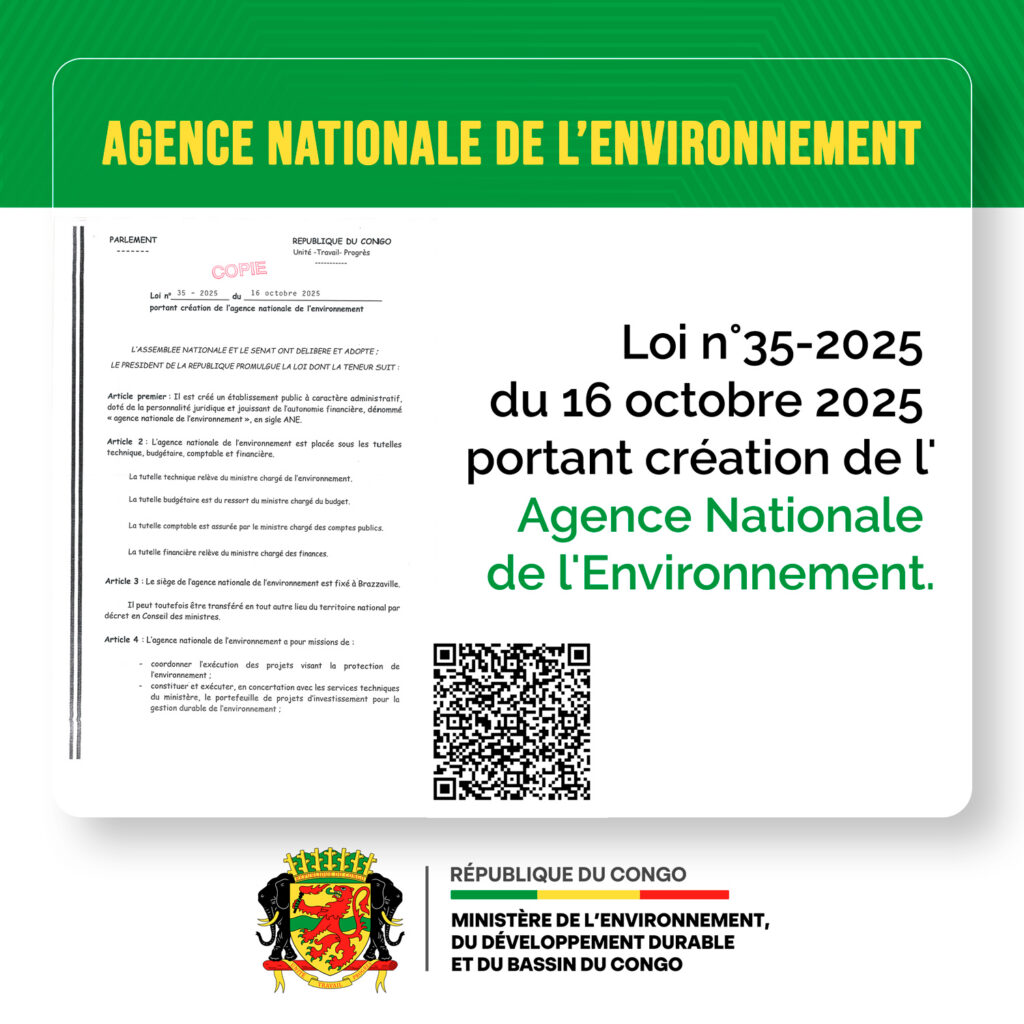 Loi n°35-2025 du 16 octobre 2025 portant création de l&rsquo;agence nationale de l&rsquo;environnement.